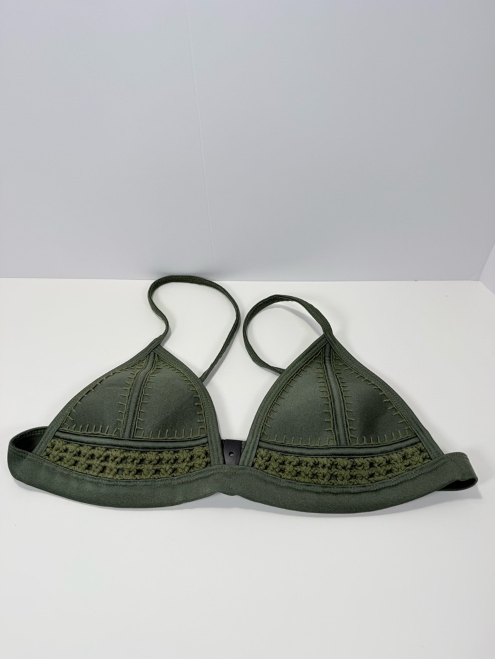 triangl swimwear Olive Green Crochet Triangle Bikini Top